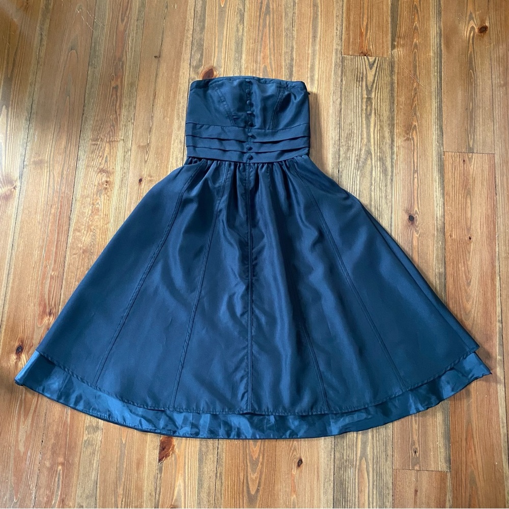 H&M Black Strapless A-line Cocktail Dress with Buttons